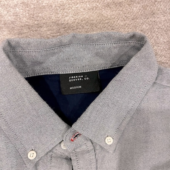 Jiberish Denver, Co Men's Long Sleeve Button Down Luxury Shirt M Crown Gray - Picture 2 of 4